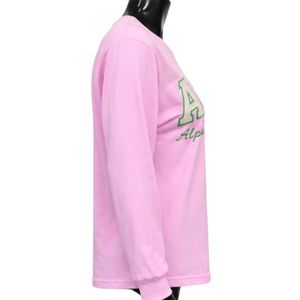 Camiseta Rosa de Manga Larga para Mujer, Estampado Gráfico Informal, Top de Moda Urbana, Camiseta de Algodón, Ropa Elegante para Mujer, Venta al por Mayor - Product Image 3