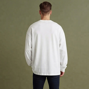 T-shirt décontracté à manches longues pour homme, coupe ample, en coton, col rond, séchage rapide, idéal pour le jogging et l'exercice - Product Image 2
