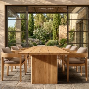 Mesa de Comedor de Madera de Teca Sólida, Natural, Finamente Lijada, Rectangular, Muebles de Madera para Hogar, Restaurante, Hotel, Villa, Exportador Mayorista - Product Image 4