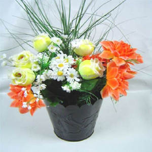 Jardinière d'extérieur en métal de forme ronde couleur bleu ciel - Product Image 6