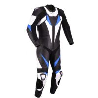 Combinaison de course en cuir pour moto, imprimée sur mesure, avec fermeture éclair intégrale et logo personnalisé - Équipement moto professionnel