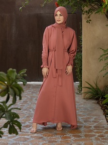 Womens Modest Daily Wear Royal Nida Full Covered Maxi Prayer Wear Saudi Hijab Niqab Front Open <b>Elastic</b> Sleeves Handmade Ramadan - Product Image 5