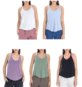 Camiseta Deportiva Morada para Mujer, Elegante y Transpirable, para Yoga y Fitness, con Tirantes Finos y Holgados - Product Image 5