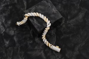 Pulsera de Cadena de Diamantes Trenzados, Chapada en Oro de 18K, Estilo Hiphop para Hombre, Uso Diario - Product Image 2
