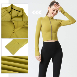 Women's Slim Fit Gym Fitness <b>Workout</b> Cropped Tops Long Sleeve Yoga Coat Zipper Design Sports Wear Running Yoga <b>Jacket</b> for Women - Product Image 5