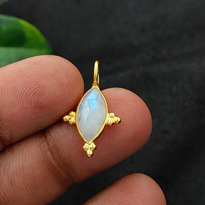 Colgantes de Piedra Lunar Melocotón con Bisel Marquise de Lujo, Chapados en Oro, para Fabricación de Joyas, 10x5mm, Corte Rosa - Product Image 5