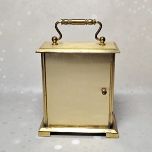 Brass <b>Desk</b> <b>Clock</b> Rectangular Traditional Design Mechanical Movement Needle Display Silent Non Ticking Hourly Chiming - Product Image 4