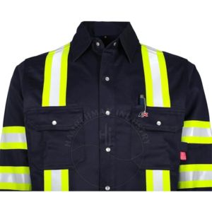 Chemise de sécurité haute visibilité classe 2, réfléchissante, manches longues, vêtements de travail avec bandes jaunes et poches poitrine - Product Image 3