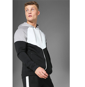 Sudadera con capucha de bloque de Color para hombre, ropa deportiva con cremallera frontal y bolsillos - Product Image 5