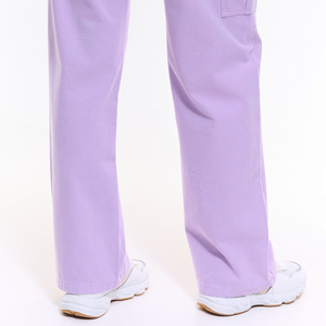 Pantalones Cargo Lavanda para Mujer, Cintura Media, Corte Holgado, Largos, Color Sólido, Estilo Casual, con Bolsillos, 100% Algodón, Transpirables, Pierna Ancha - Product Image 5