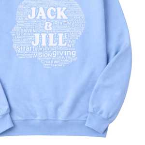 Sudadera con cuello redondo Jack and Jill, sudadera con estampado gráfico de nubes de palabras en azul para hombres y mujeres, ropa informal, sudadera de manga larga - Product Image 4