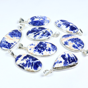 Colgante de Piedra Natural Sodalita Estilo Bohemia con Forma de Paz, Chapado en Plata de Ley 925, Gema BISMILLAH, el Más Vendido al por Mayor - Product Image 2