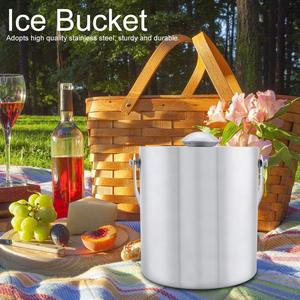 Wholesale Manufacturer SKI Silver Classic Double Wall Stainless Steel Insulated Eco-Friendly Customizable Ice Bucket Lid Cover - Product Image 5