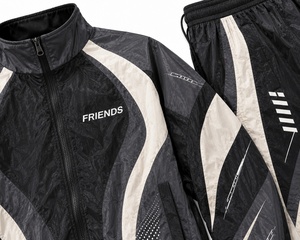 Ensemble de survêtement unisexe bicolore, coupe ample, respirant, veste et pantalon en polyester, vêtements de sport d'automne pour adultes - Product Image 3