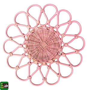 99 GOLD DATA Rattan Flower-shaped Handmade Eco-Friendly Reusable <b>Wicker</b> Table Mat for Restaurant Hotel Party Outdoor Decor - Product Image 3