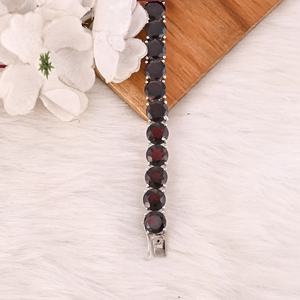 High Quality 925 Sterling Silver Garnet Tennis <b>Bracelet</b> Luxury Gemstone Jewelry for Unisex - Product Image 2
