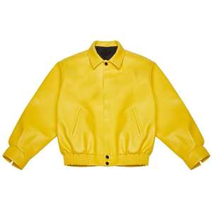 เสื้อแจ็คเก็ตเบสบอลบอมเบอร์หนัง PU ปักโลโก้ฮิปฮอปสำหรับผู้ชาย รุ่น OEM 2026  ไซส์ใหญ่พิเศษ สำหรับฤดูหนาว - Product Image 1