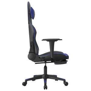 Black and <b>Blue</b> Faux Leather Gaming <b>Chair</b> with Footrest - Product Image 4