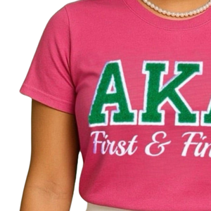 T-shirt en chenille AKA First and Finest Ivy, brodé de lettres grecques, vêtement de sororité haut de gamme - Product Image 6