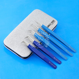 Stainless Steel 90 Degree Boot Fiber Tip Eyelash Tweezer Volume Fan and Classic <b>Lash</b> Tweezers Set <b>Lash</b> Technician Tweezer <b>Kit</b> - Product Image 4