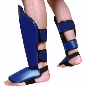Protector de Espinillas de Cuero Azul Personalizado de Alta Calidad con Logotipo Personalizado para Adultos, para Entrenamiento de MMA y Boxeo, Protección Impermeable - Product Image 4