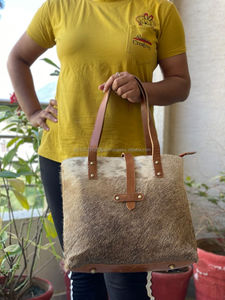 Bolso de mano grande de piel de vaca hecho a mano al por mayor, bolso de compras de lujo de piel de vaca elegante vaquera Vintage - Product Image 5