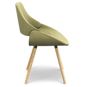 Chaise de salle à manger en bois courbé vert acide/marron clair Malden - Product Image 2