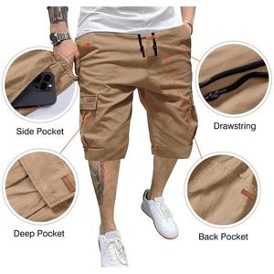 2025 hommes décontracté XL Joggers pantalon Cargo Shorts Anti-rides couleur lavage plis droits personnalisable pour les vêtements de plein air - Product Image 4