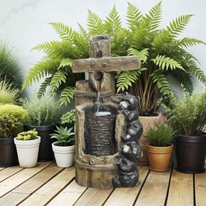 Fontana a Cascata da Esterno con Orsi su Tronco, Design Europeo, 3 Livelli, in Resina, con Luci LED e Pompa (230V) - 58 cm - Product Image 2