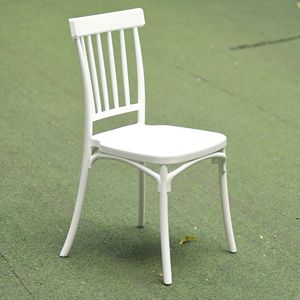 Silla de Comedor Windsor Blanca Artística con Respaldo de Listones |   Silla Apilable de Polipropileno para Cafetería, Galería, Restaurante, Estudio, Eventos - Product Image 4