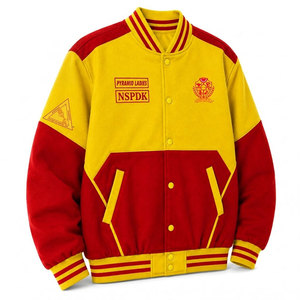 เสื้อแจ็คเก็ตวาร์ซิตี้ NSPDK สีแดงและเหลือง แบบตัวอักษรกรีก ปักลายสไตล์วิทยาลัย สำหรับผู้หญิง - Product Image 3