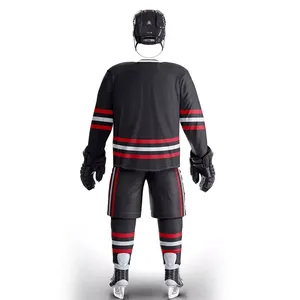 Nouvelle tenue de hockey sur glace très vendue, grande taille, anti-bactérienne, imprimée, manches courtes, 100 % polyester, avec numéros et logo personnalisés pour - Product Image 5