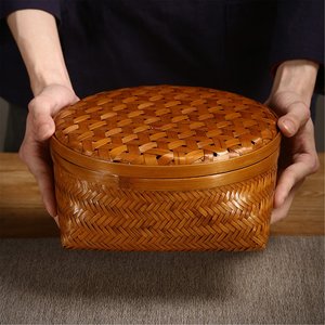Cesta de bambú tejida con tapa, mejor precio, cajas decorativas, embalaje premium, caja de regalo - Product Image 6