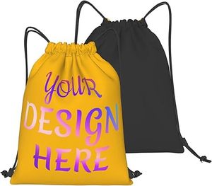 Custom Zipper Closure Nylon Waterproof 30-40L <b>Backpack</b> Yellow Black Casual Gym Bag Adjustable <b>Strap</b> Lightweight Unisex - Product Image 1