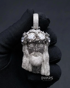 Pendentif Tête de Jésus Plaqué Or Sertie de Diamants Moissanite Personnalisé, Design Fait Main, Bijoux Hip Hop pour Hommes - Product Image 1