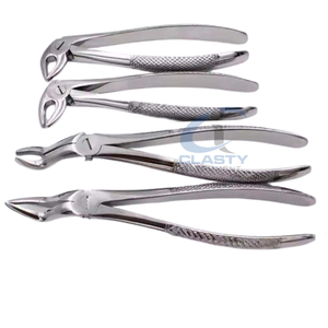 Pinzas de Extracción Dental de Acero Inoxidable con Empuñadura Manual Moleteada Plateada Clase I, Punta Personalizada, Equipos Dentales - Product Image 1
