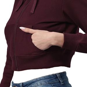 Nouveau gros 2025 impression personnalisée couleur unie vierge Fitness Yoga fermeture éclair vêtements de sport femmes haut court sweats à capuche pour femmes - Product Image 3