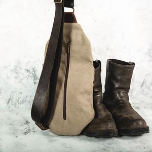 Bolso Bandolera de Lona y Cuero Vintage, Retro, Impermeable, con Cierre, Multifuncional, para Viaje, LCSB-0032 - Product Image 5