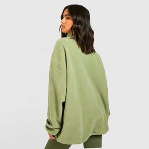 Sweat-shirt polaire unisexe personnalisé à capuche et quart de zip, coupe oversize, grandes tailles, color block, épaules tombantes, manches longues, style Teddy, pour l'automne - Product Image 2