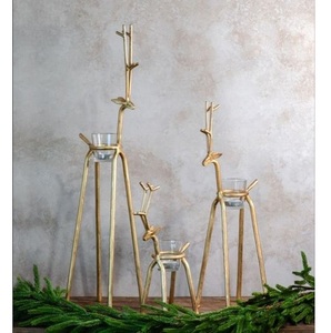 Traditional Brass Deer Head Candle Holder Handcrafted Metal Christmas <b>Decoration</b> Gold Finish Deer Candle Holder For Events Decor - Product Image 3
