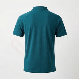 Polo à manches courtes pour homme, couleur turquoise, tricoté, uni, décontracté, coupe classique, boutons - Product Image 2