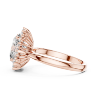 Anillo de Compromiso Ovalado con Halo y Diamante Simulado, Anillo de Boda Personalizado Chapado en Oro Rosa para Mujer