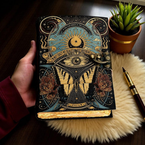 Carnet en cuir personnalisé Papillon Céleste, Journal Spirituel Soleil et Lune, Style Dark Academia, Cadeau - Product Image 6