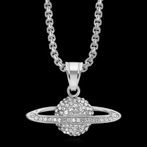 Colgante Premium de Plata 925 con Baño de Rodio de Saturno, Estilo Hip Hop, Unisex, para Uso Diario, Oferta de Aniversario - Product Image 1