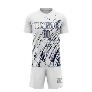 Premium Custom White Navy <b>Soccer</b> Uniform Jersey Personalized Name Number Printing 100% Polyester Moisture-wicking Uv Protection - Product Image 3