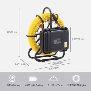Telecamera Industriale per Ispezione Fognature con Schermo da 9 Pollici, Cavo da 300 Piedi/91,5 m, Impermeabile IP68, 12 Funzioni DVR Regolabili - Product Image 4