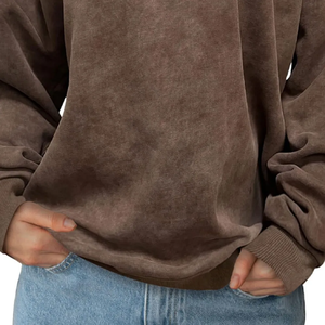 Custom 100% Cotton Screen Printed Stylish Women's Sweatshirts Windproof Street Fashion ladies Hoodie Acid Wash Sweatshirt Women - Product Image 2