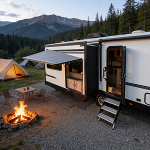 Custom Modern Lightweight Towable Camper Caravan RV Travel <b>Trailer</b> Mobile <b>Home</b> with Kitchen Bathroom 2 Person Unit - Product Image 4