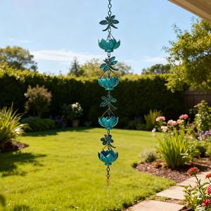 Cadenas de lluvia azules hechas a mano con motivos de insectos y flores, para colocar en la puerta principal, el porche o la entrada, para crear un aspecto elegante y de alta calidad, procedentes de la India. - Product Image 2