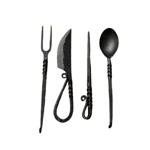 Juego de Cubiertos Metálicos Vintage con Acabado Mate, Cuchillo, Tenedor y Cuchara Duraderos para Acampar, Viajar al Aire Libre y Uso Diario en la Mesa - Product Image 1